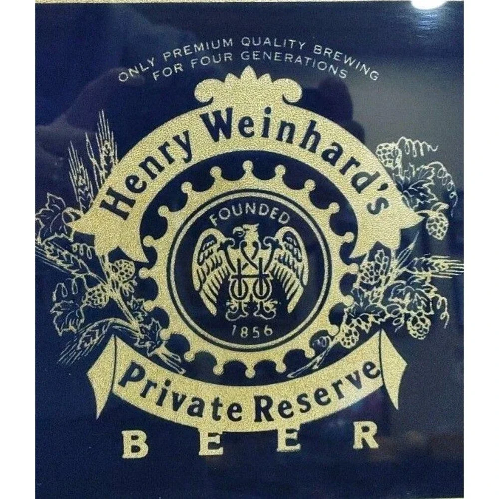 Henry Weinhard's Beer Bar Mirror Sign Black Gold Wood Private Reserve 15”x19”